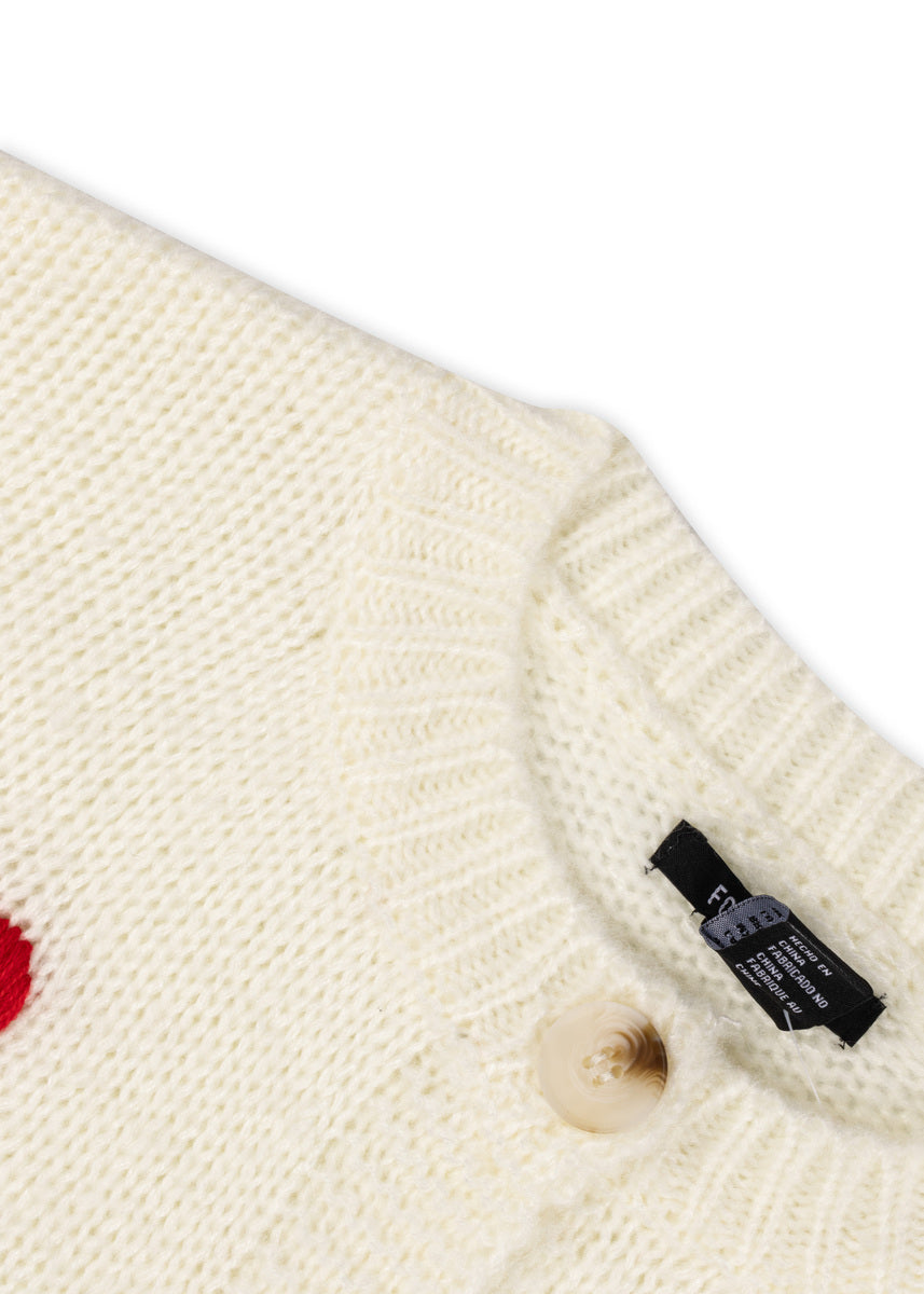 Heart Print Cropped Cardigan-Feelings Star