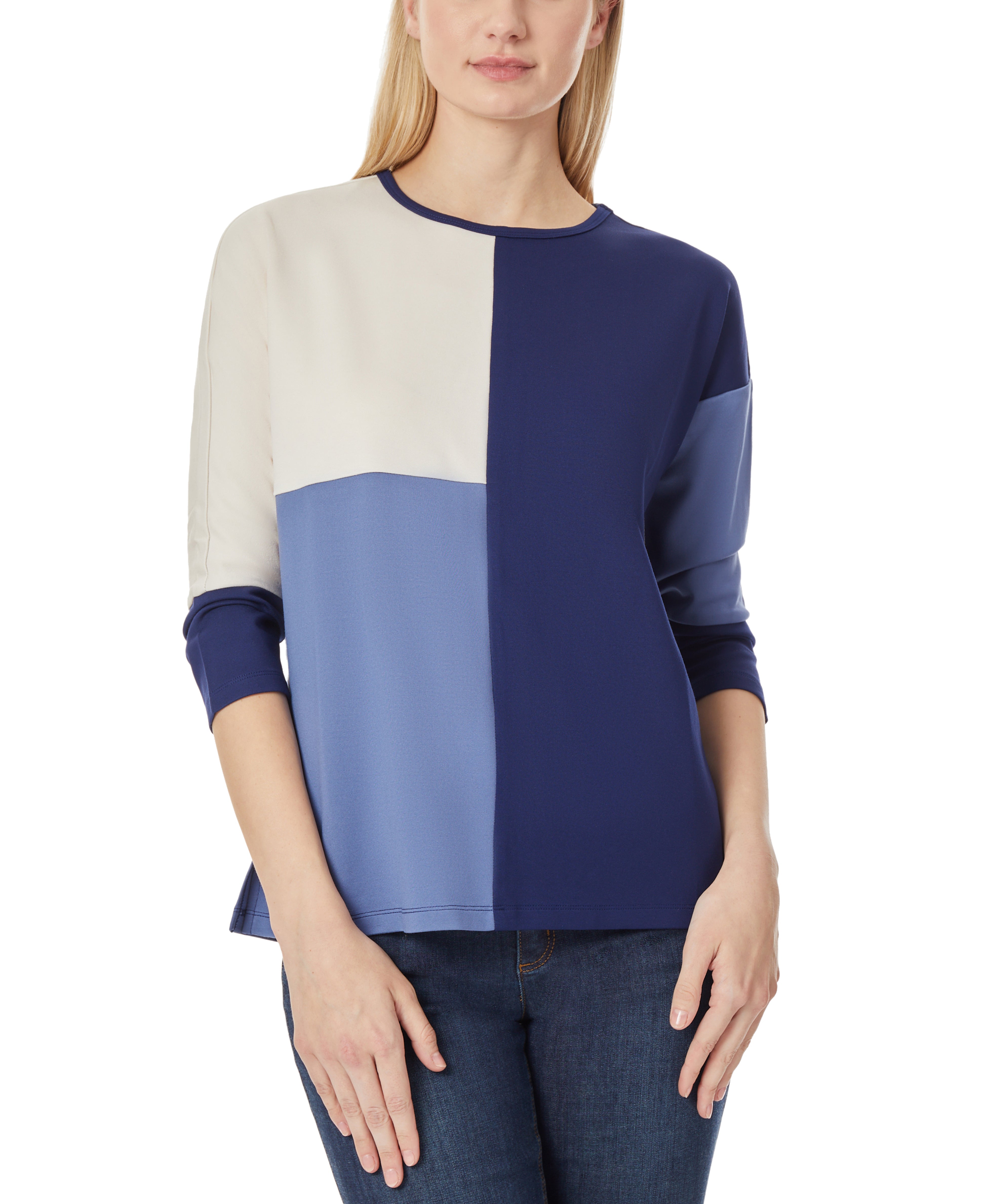 Colorblocked 3/4 Dolman Sleeve Pullover-Feelings Star