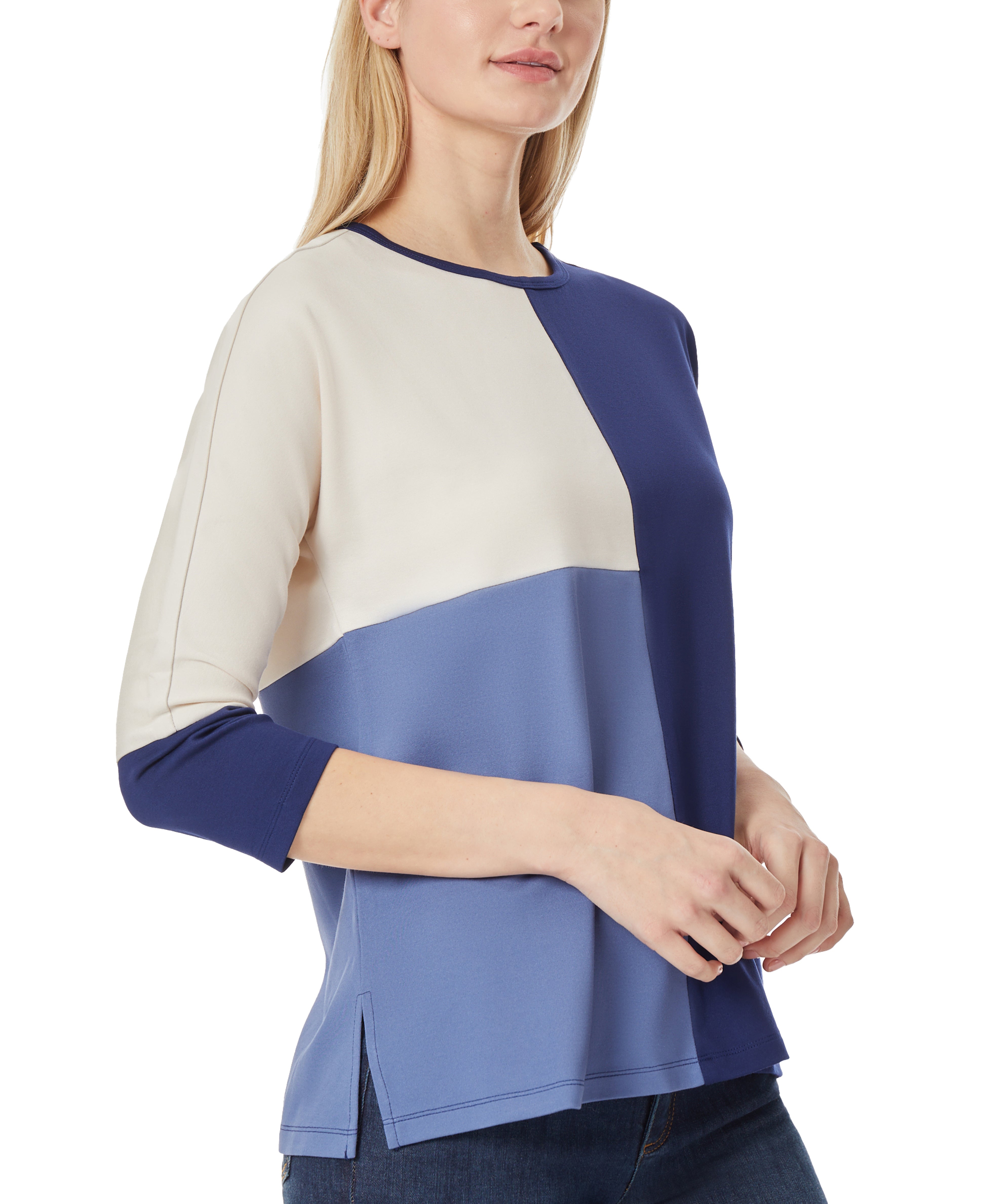 Colorblocked 3/4 Dolman Sleeve Pullover-Feelings Star