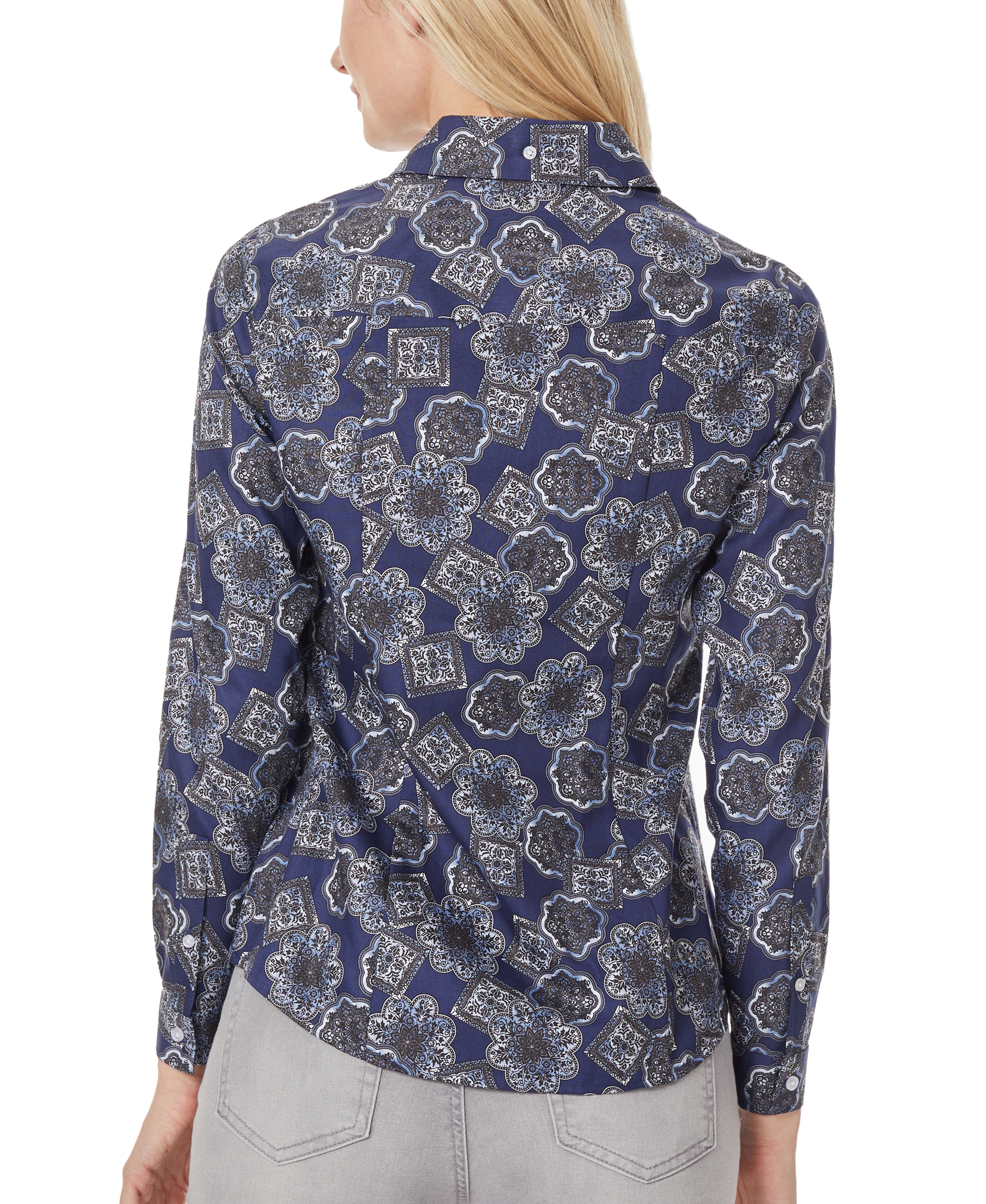 Button Down Navy Blouse-Feelings Star