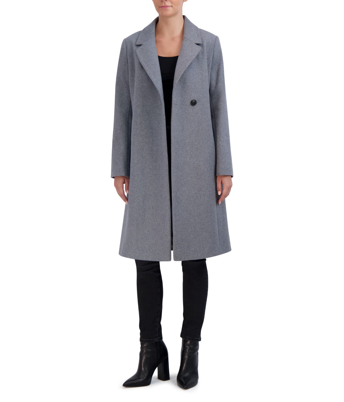 Asymmetrical Wool Blend Coat Light Grey-Feelings Star