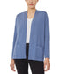 Open Front Ribbed Blue Icon Cardigan-Feelings Star