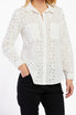 Anise Long Sleeve Eyelet Button Down Shirt-Feelings Star