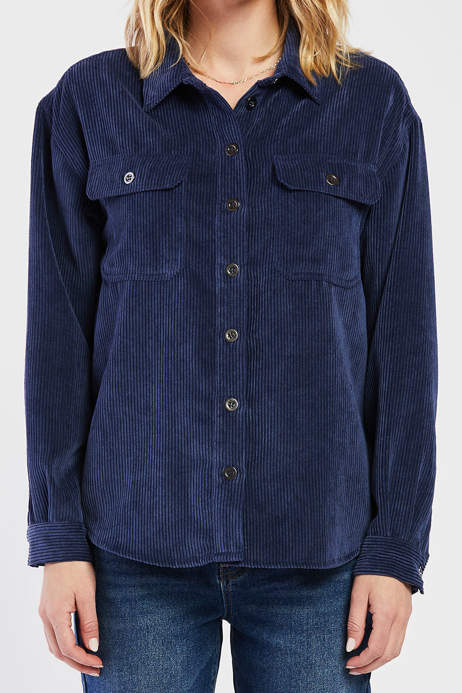 Carmele Long Sleeve Button Down Corduroy Jacket-Feelings Star