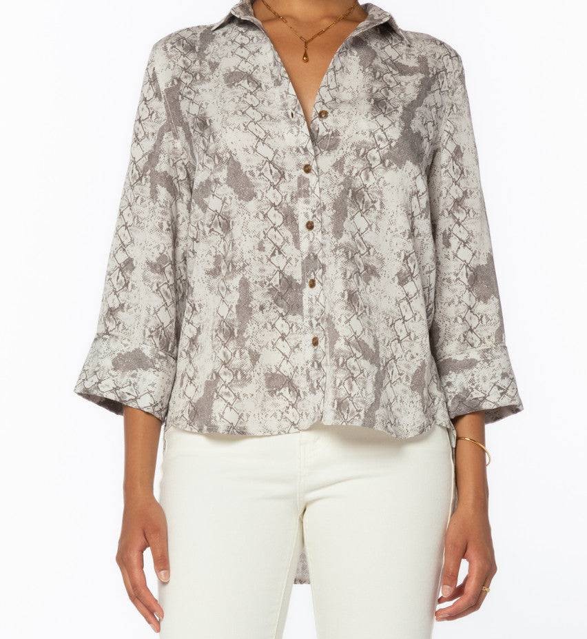 Camisa 3/4 Cuffed Sleeve Button Down Shirt With Lapel Collar-Feelings Star