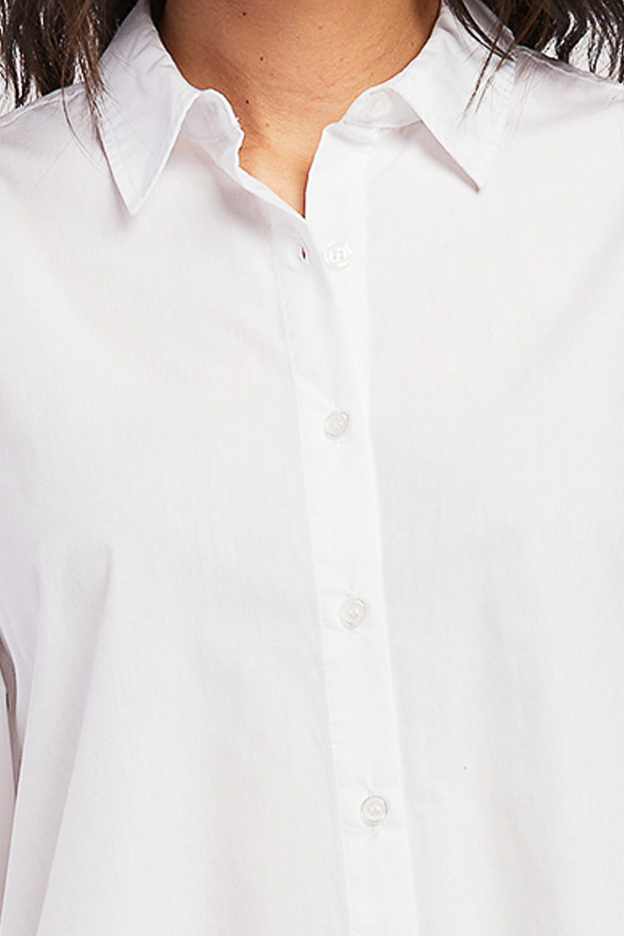 Allora Long Puff Sleeve Button Down Shirt Rounded Hem-Feelings Star