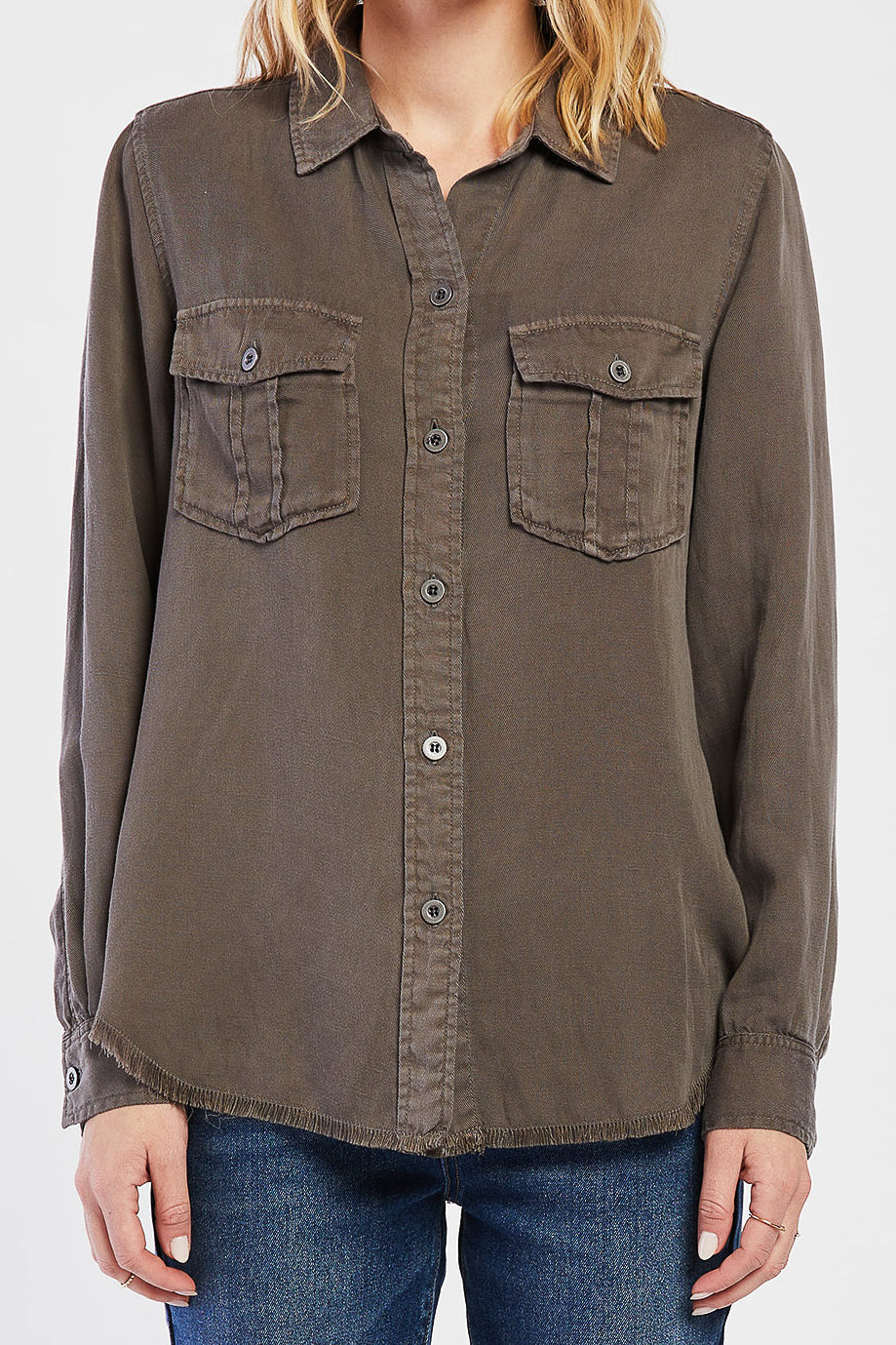 Brea Utility Style Button Down Shirt-Feelings Star