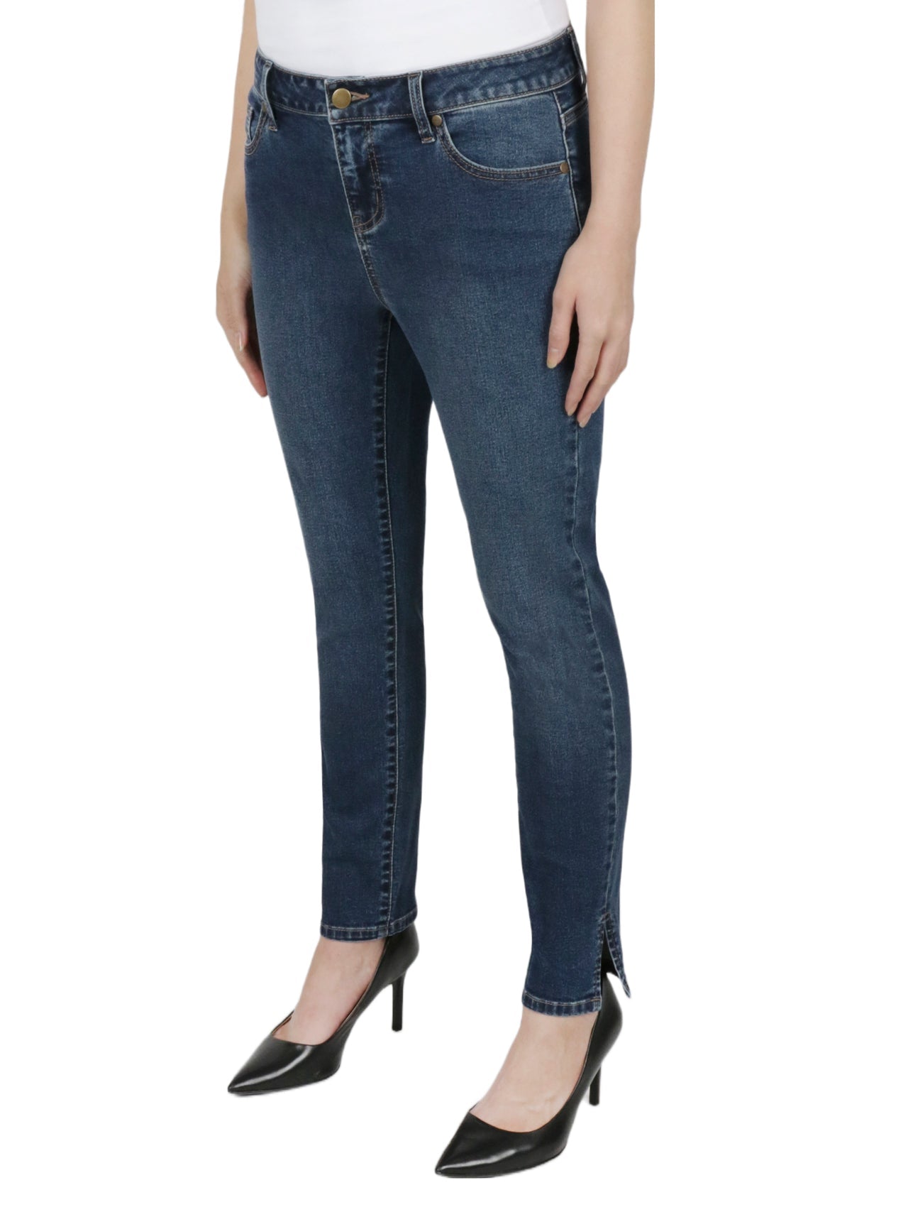 Plus Size Vented-Hem Ankle Jeans-Feelings Star