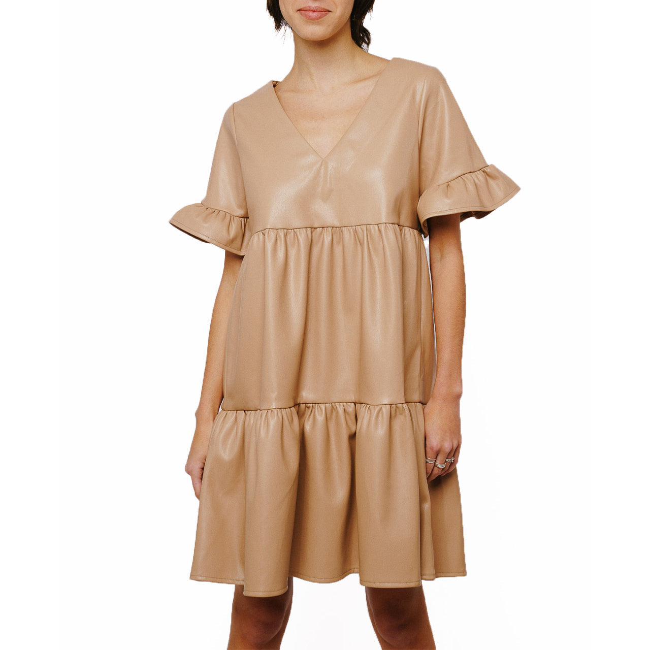 Ashlyn Vegan Leather Dress-Feelings Star