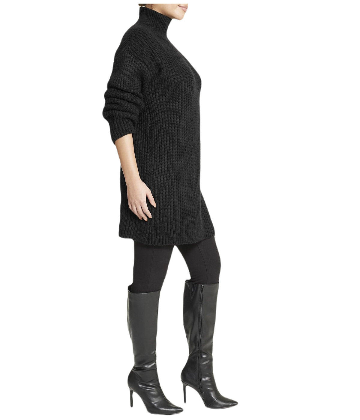 Turtleneck Funnel Sweater Dress-Feelings Star