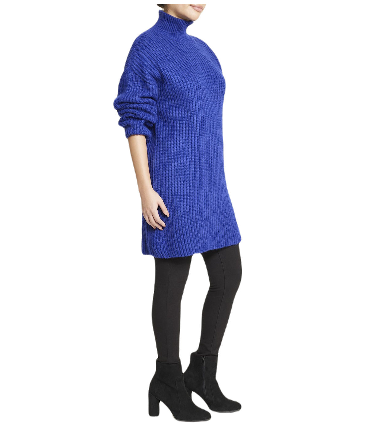 Turtleneck Funnel Sweater Dress-Feelings Star