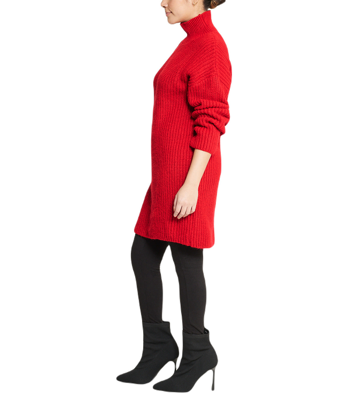 Turtleneck Funnel Sweater Dress-Feelings Star