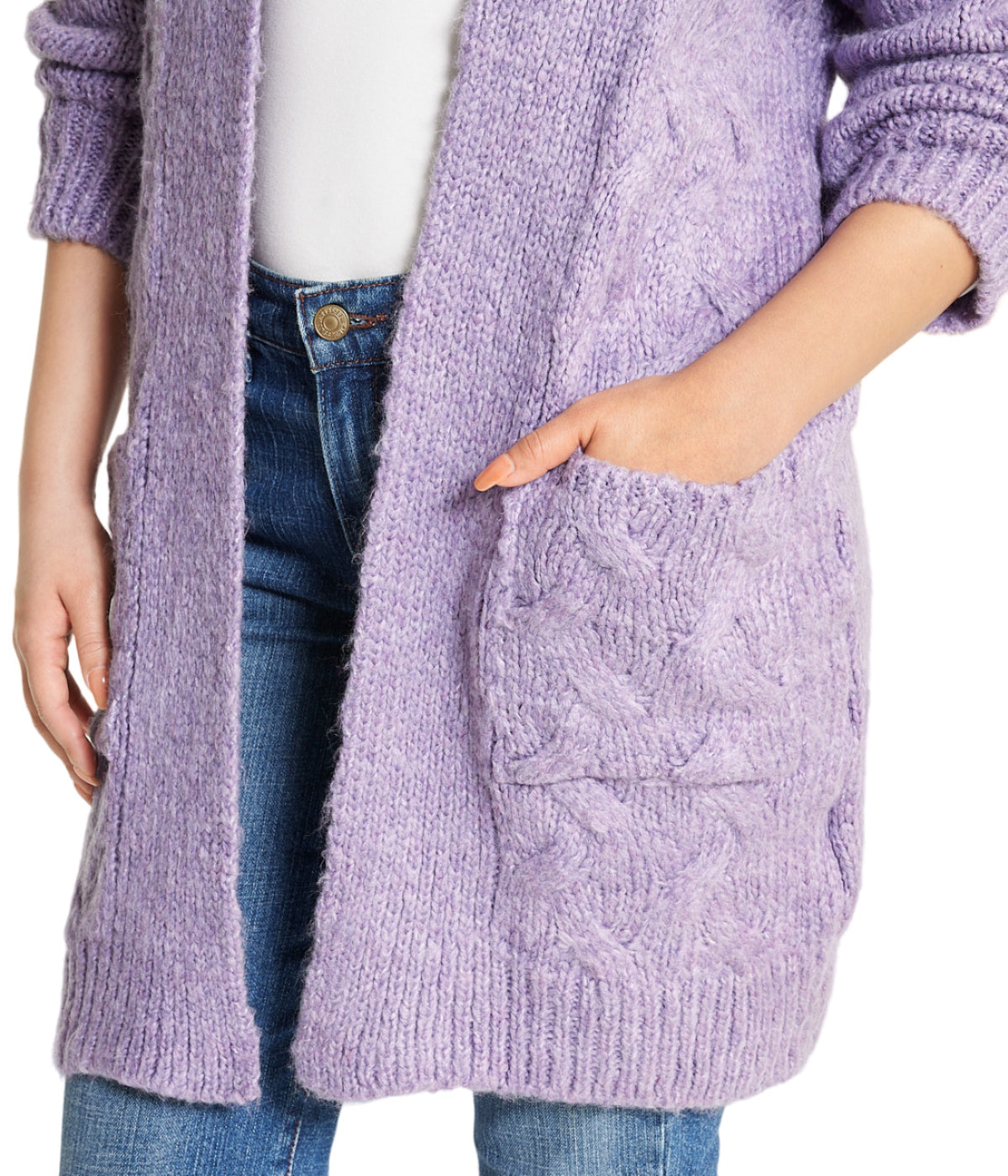 Cable Flyaway Cardigan-Feelings Star