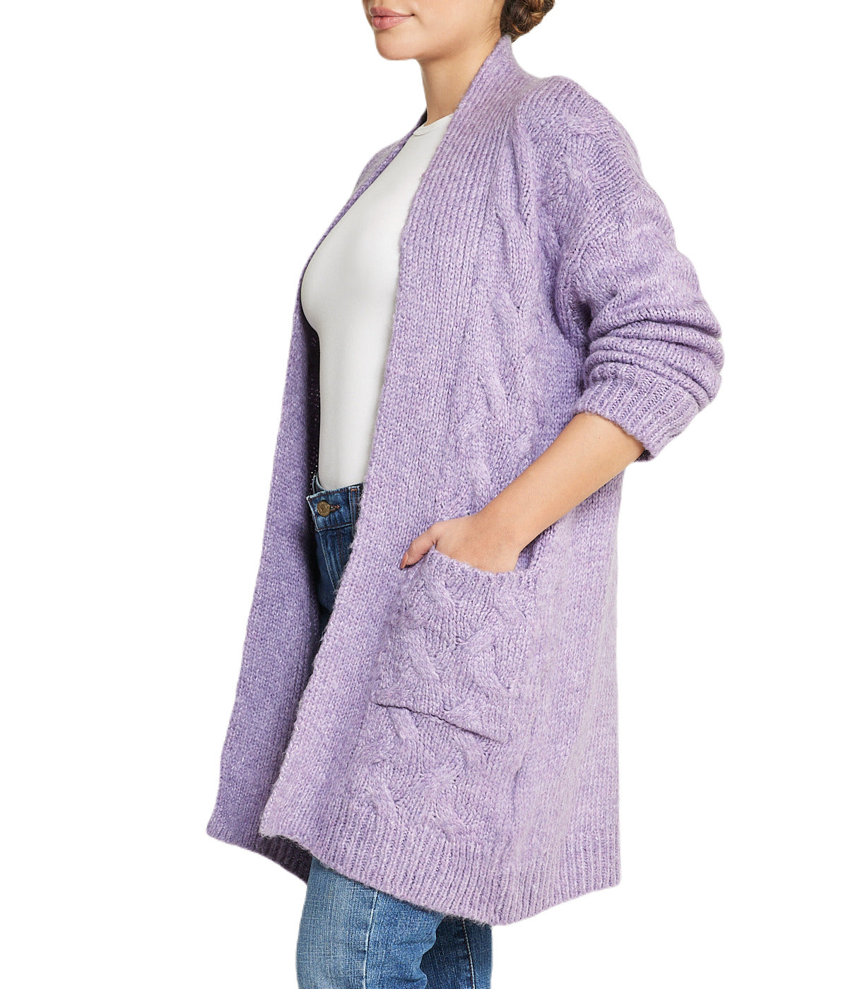 Cable Flyaway Cardigan-Feelings Star