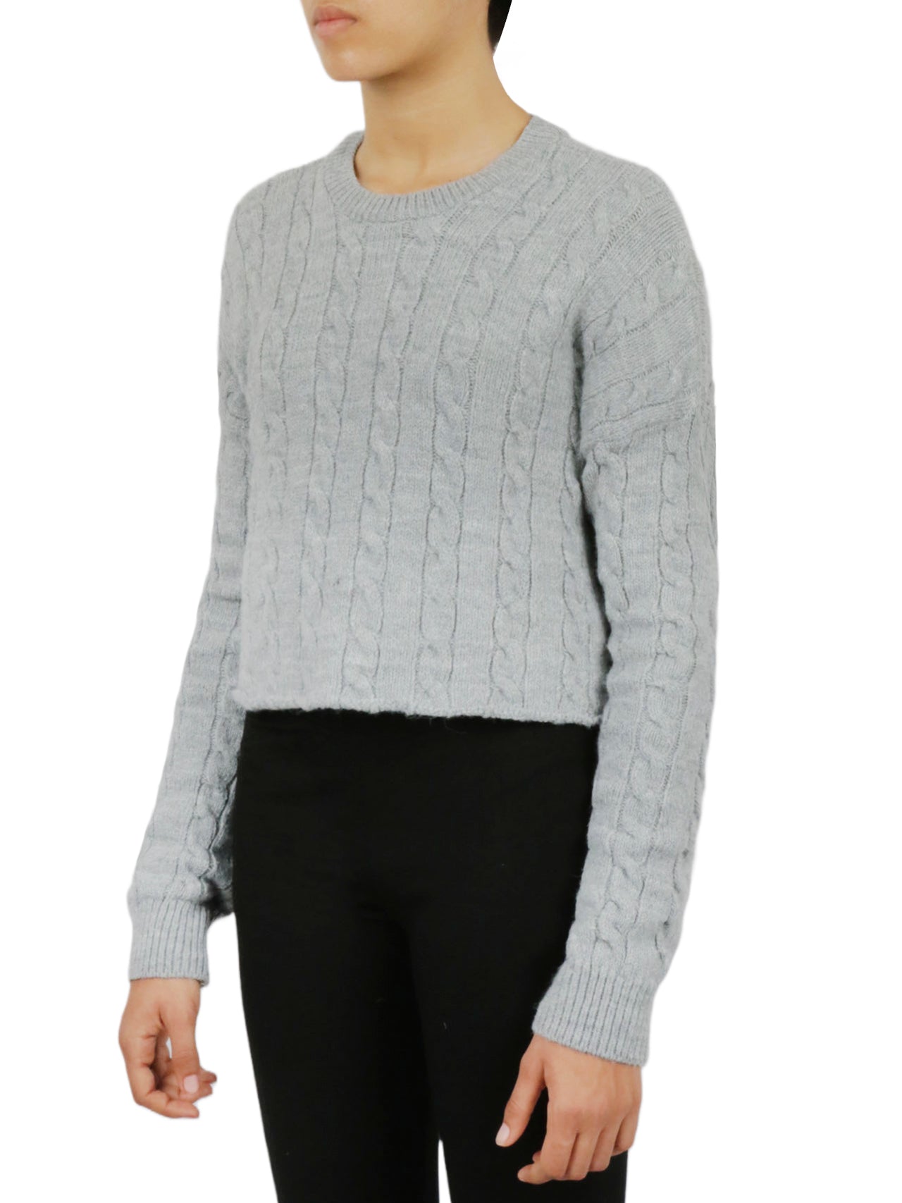 Cable Knit Cropped Pullover Sweater-Feelings Star