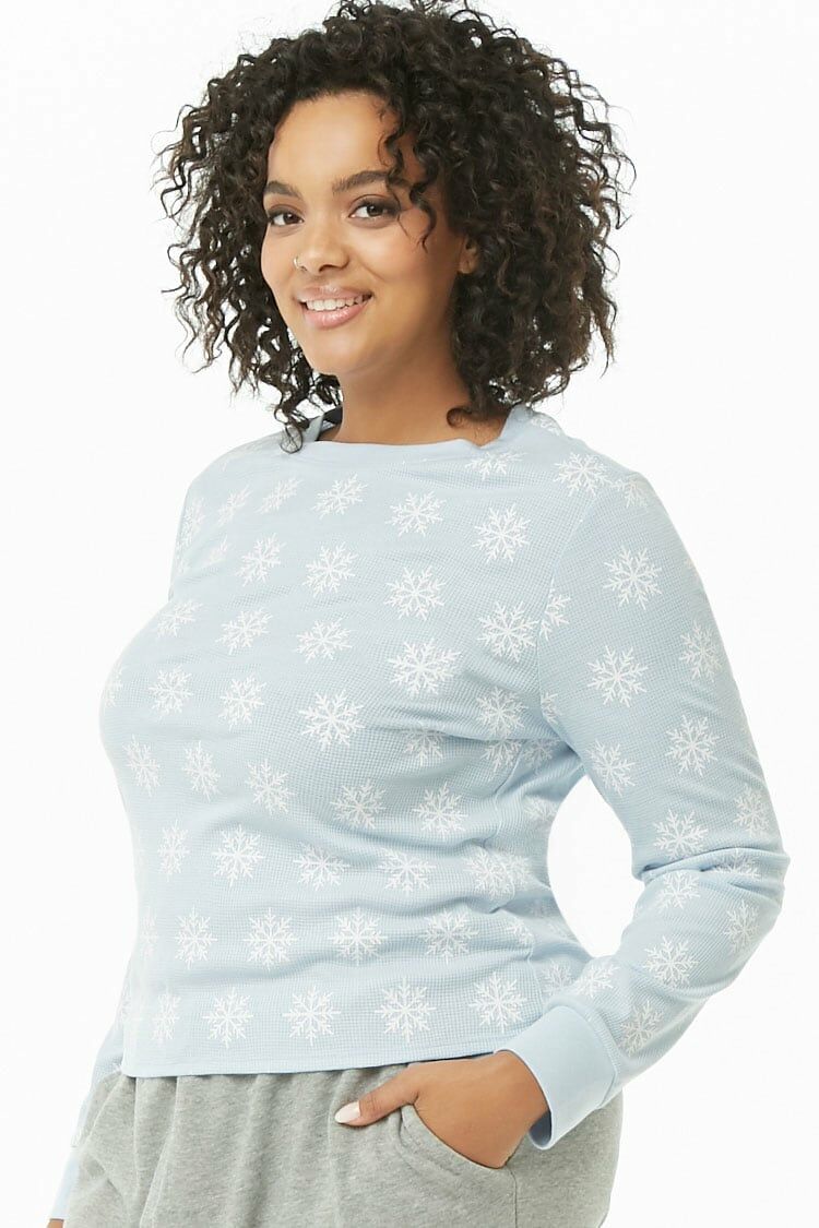 Plus Size Snowflake Print Thermal-Feelings Star