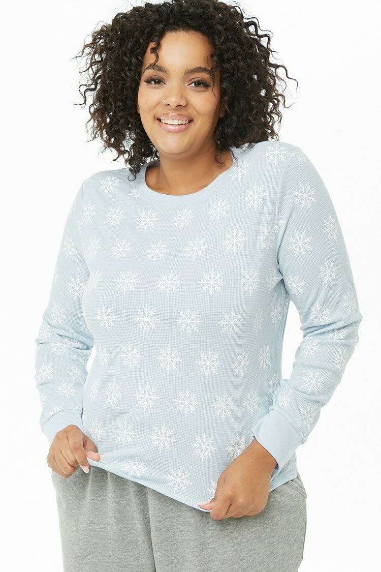 Plus Size Snowflake Print Thermal-Feelings Star