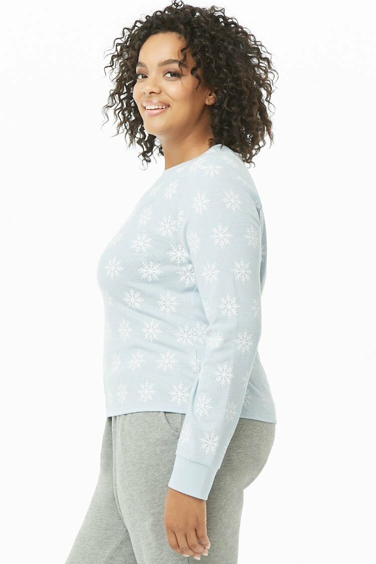 Plus Size Snowflake Print Thermal-Feelings Star