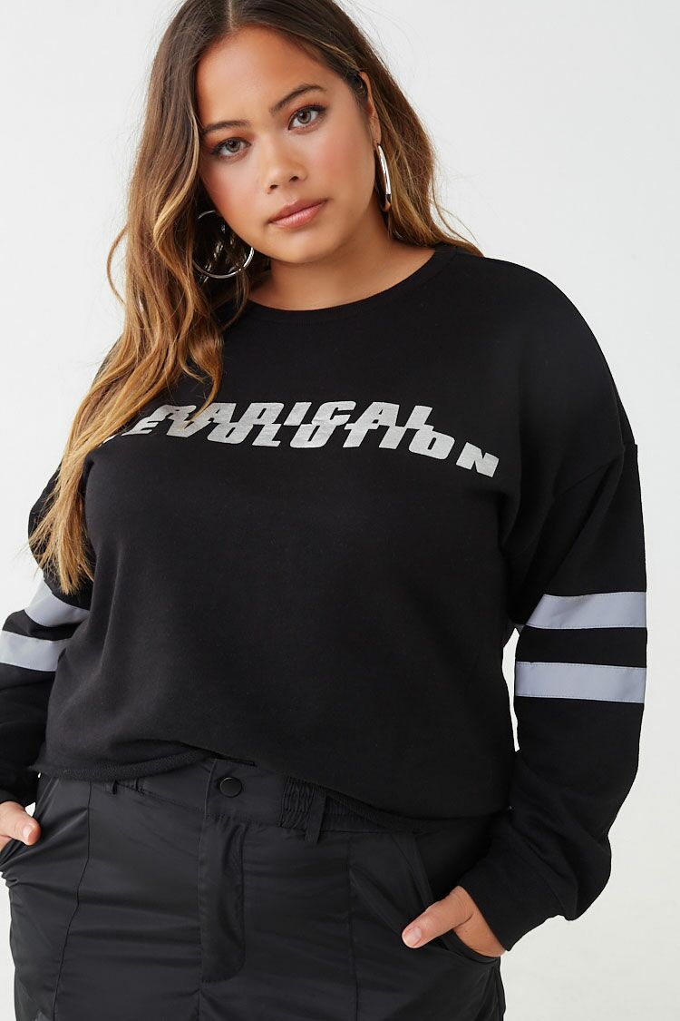 Plus Size Revolution Graphic Sweatshirt-Feelings Star