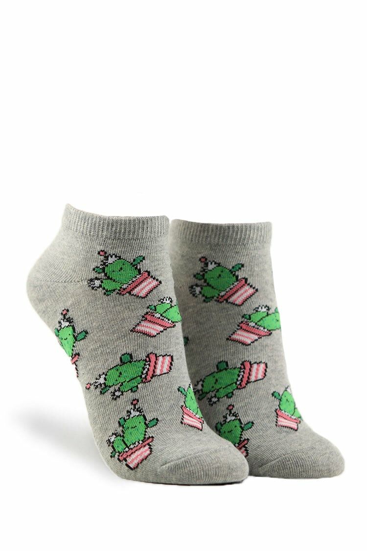 Cactus Print Ankle Socks-Feelings Star
