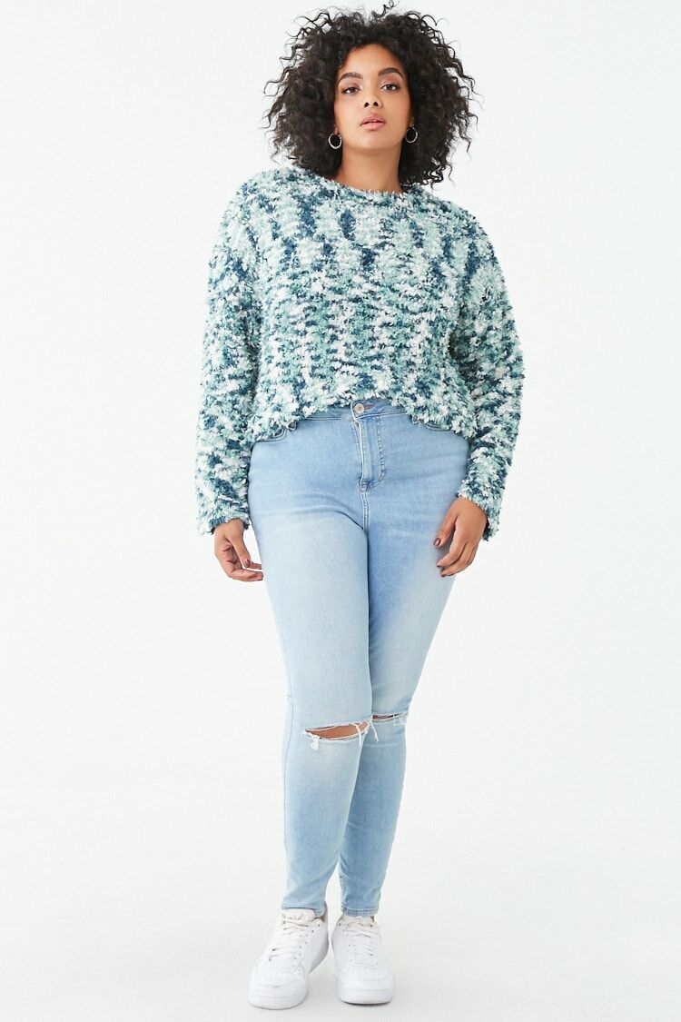 Plus Size Fuzzy Chenille Sweater-Feelings Star