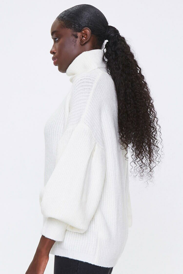 Turtleneck Balloon-Sleeve Sweater-Feelings Star