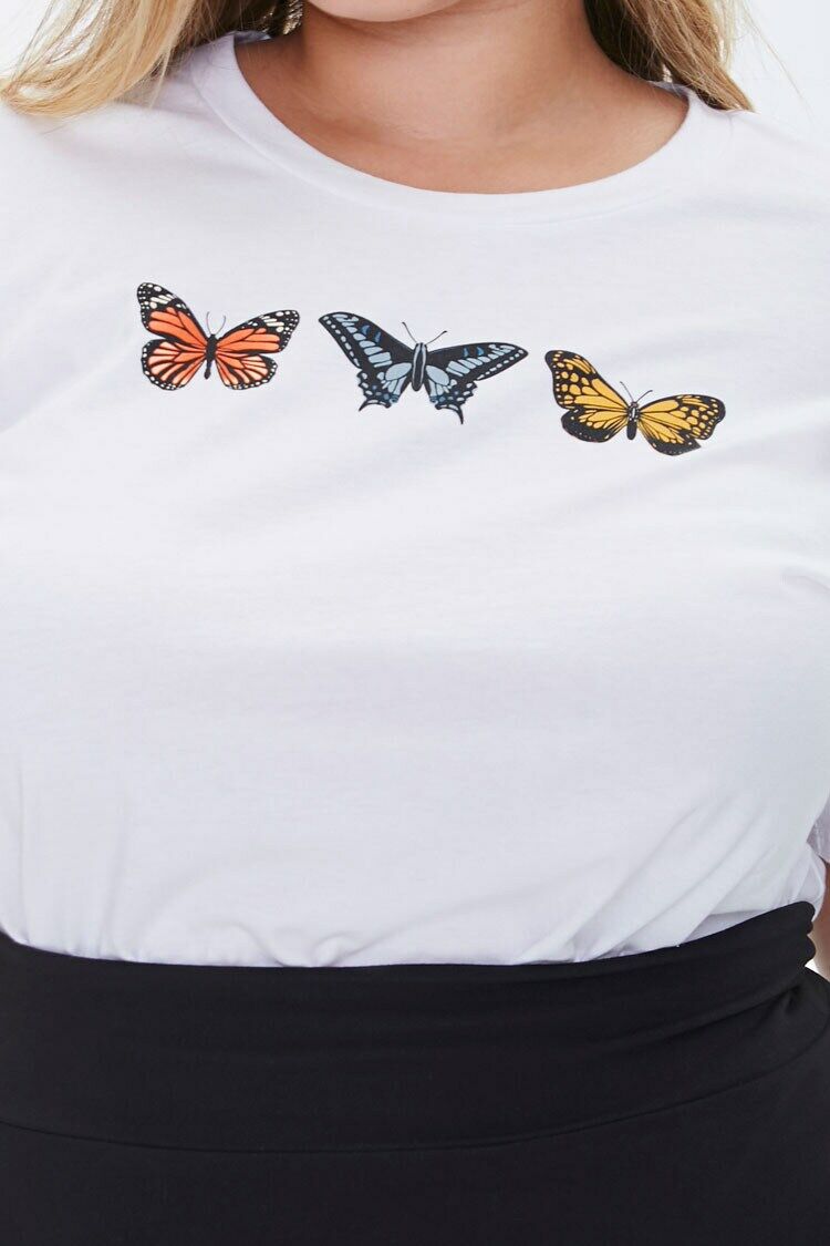 Plus Size Butterfly Graphic Tee-Feelings Star