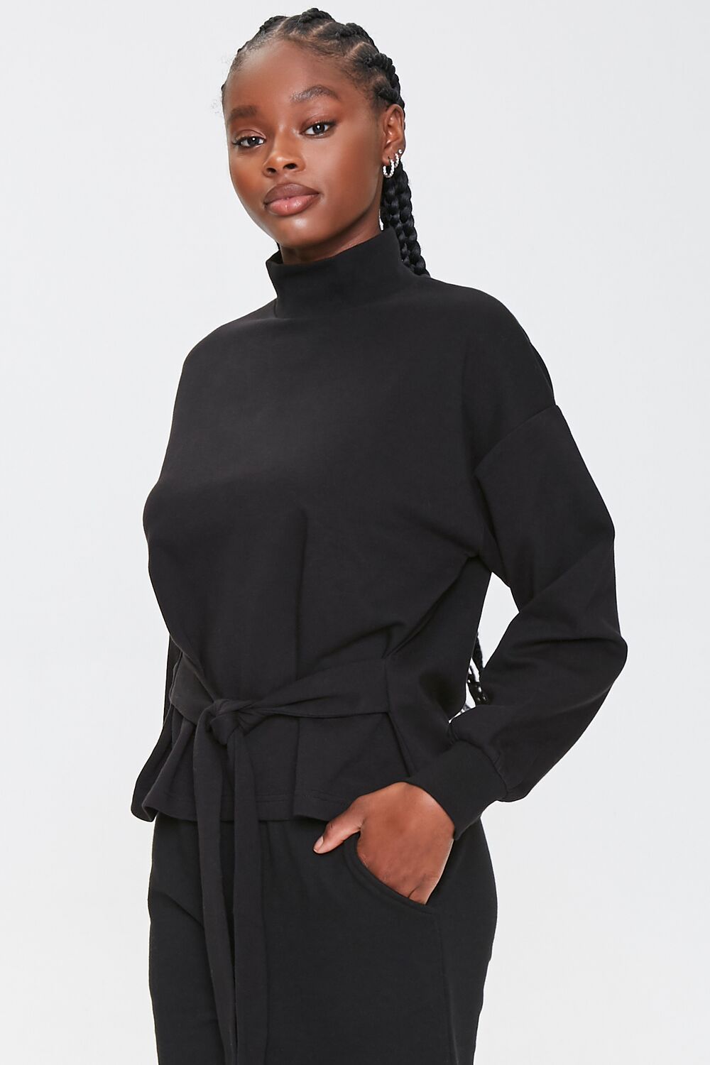 Tie-Waist Mock Neck Top-Feelings Star