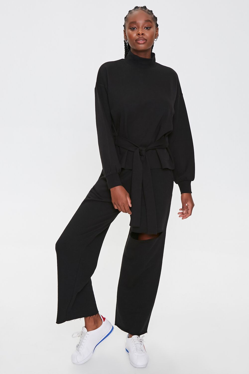 Tie-Waist Mock Neck Top-Feelings Star