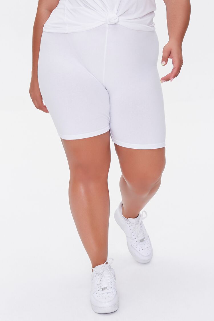 Plus Size Basic Cotton Biker Shorts-Feelings Star