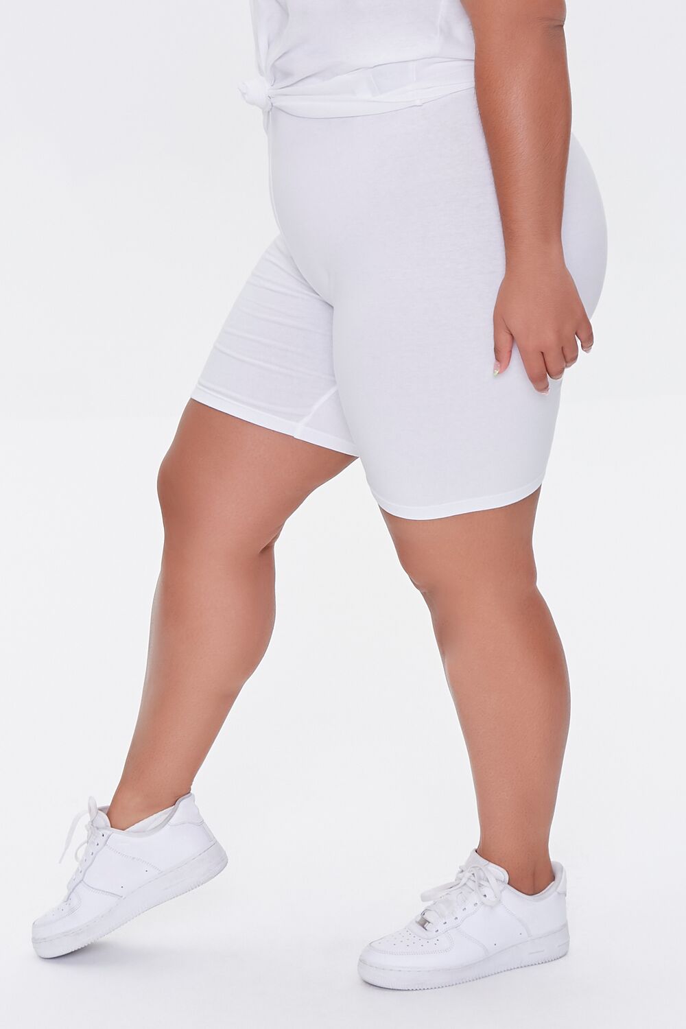 Plus Size Basic Cotton Biker Shorts-Feelings Star