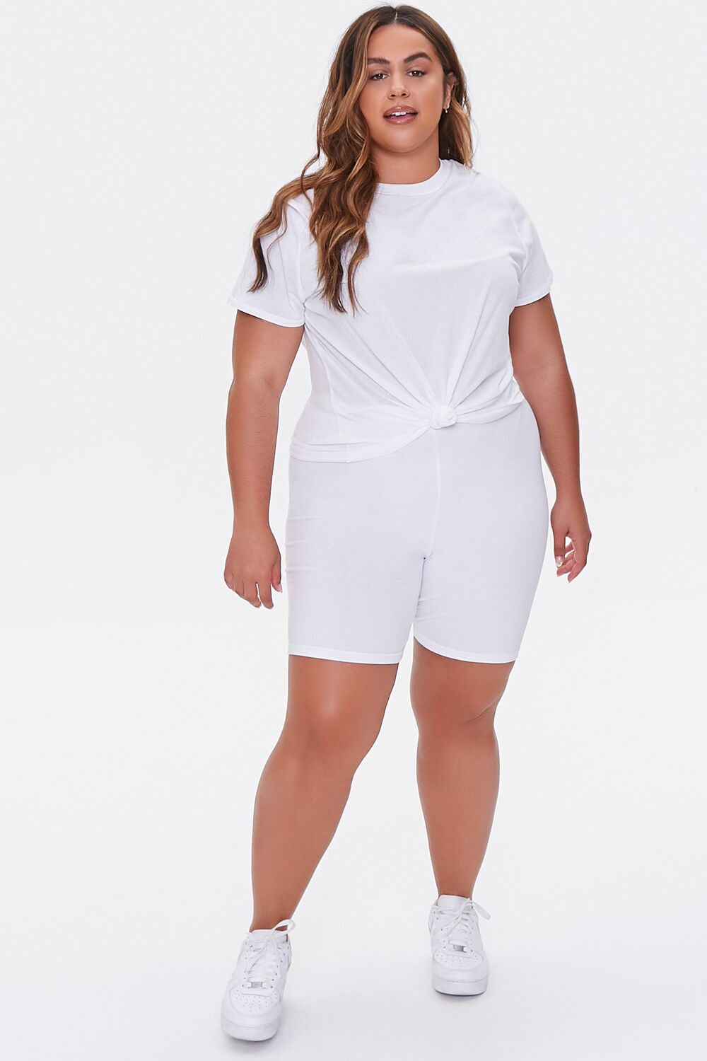 Plus Size Basic Cotton Biker Shorts-Feelings Star