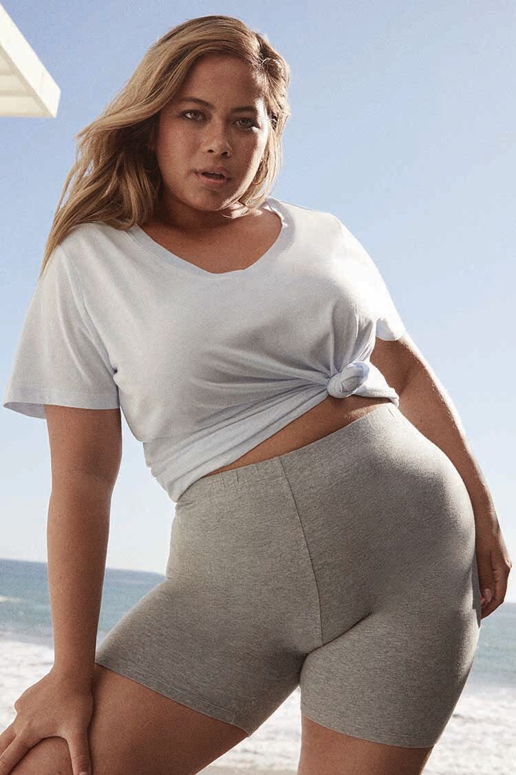 Plus Size Basic Cotton Biker Shorts-Feelings Star