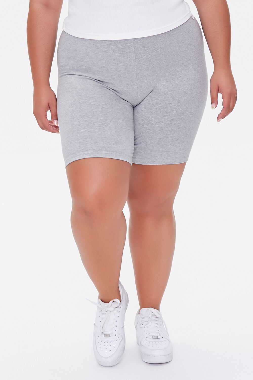 Plus Size Basic Cotton Biker Shorts-Feelings Star