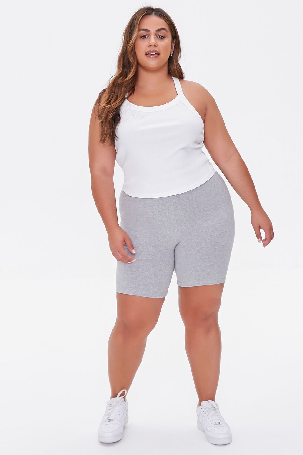 Plus Size Basic Cotton Biker Shorts-Feelings Star