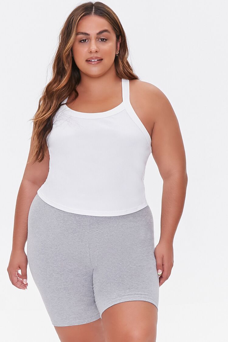 Plus Size Basic Cotton Biker Shorts-Feelings Star