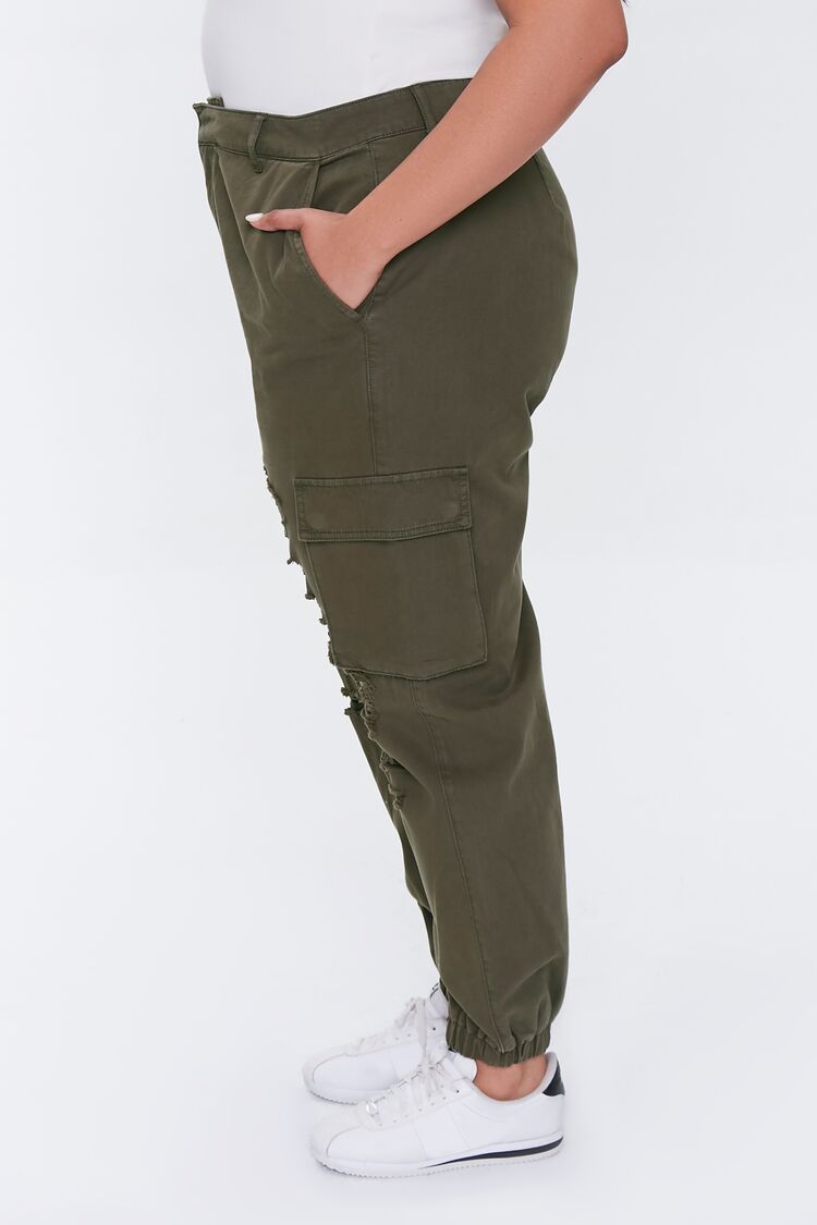 Plus Size Distressed Joggers-Feelings Star