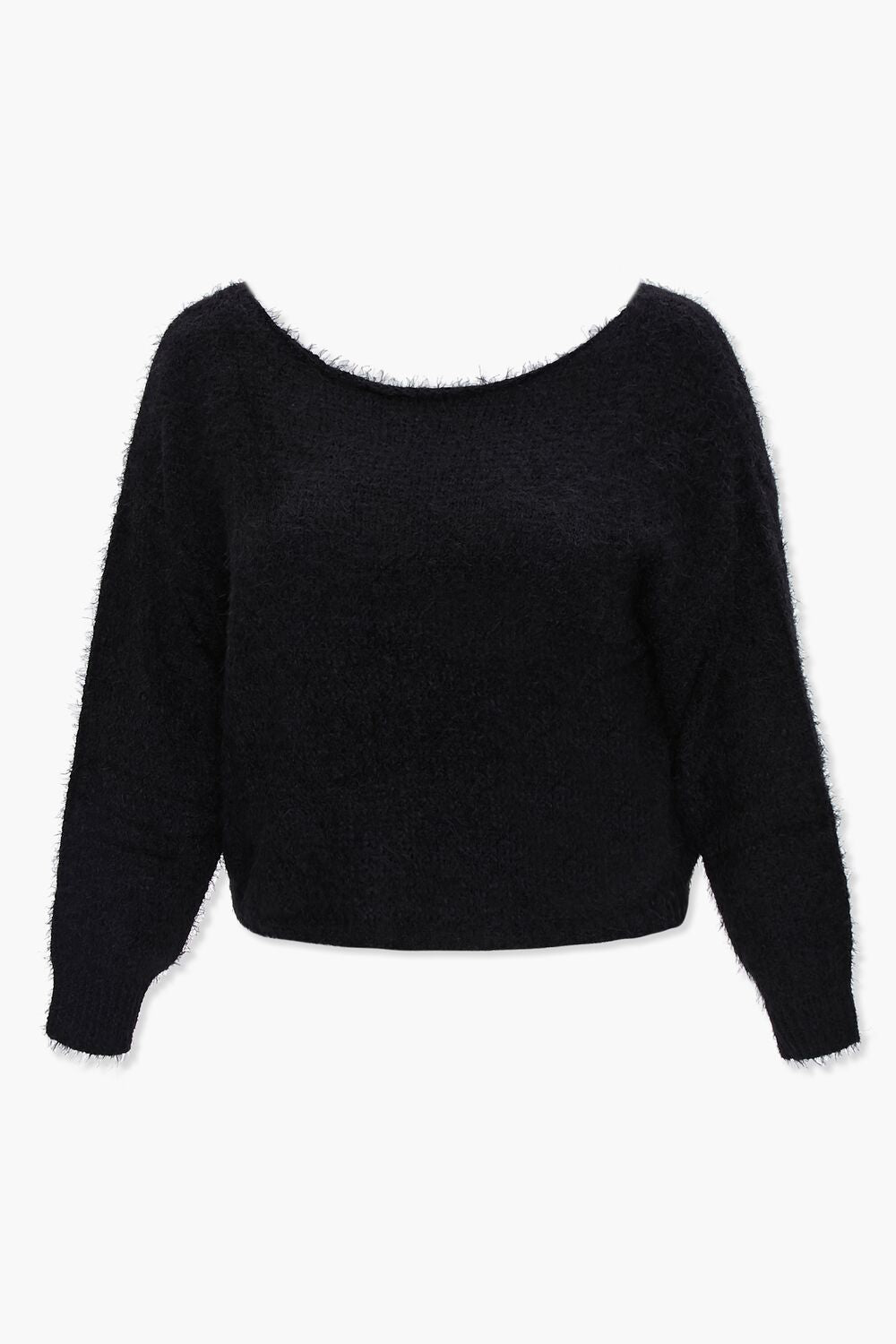 Plus Size Fuzzy Knit Sweater-Feelings Star