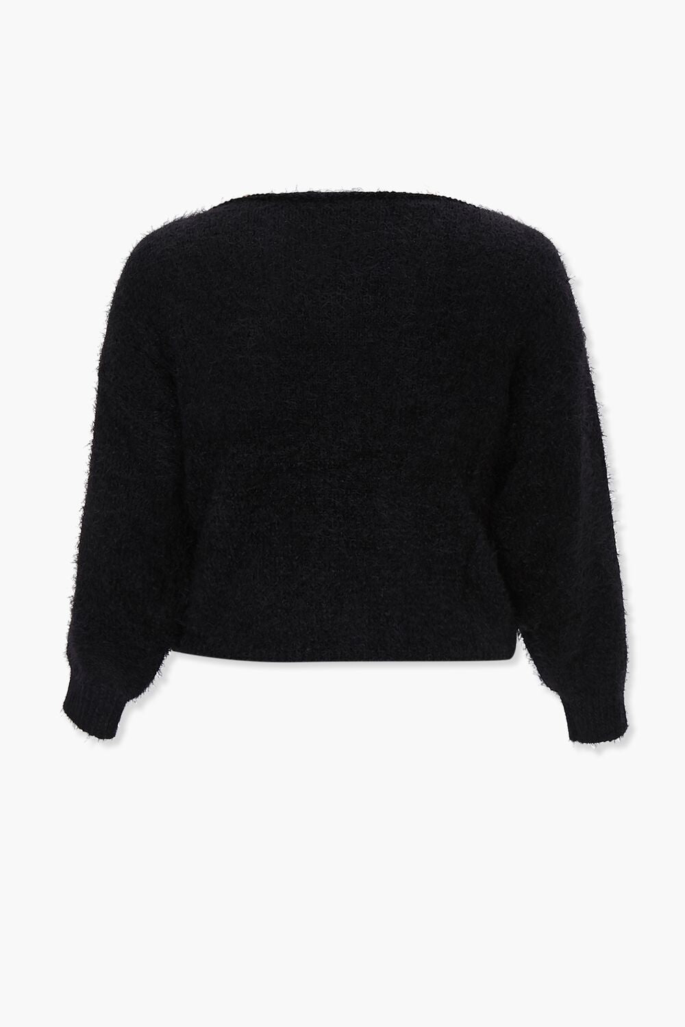 Plus Size Fuzzy Knit Sweater-Feelings Star