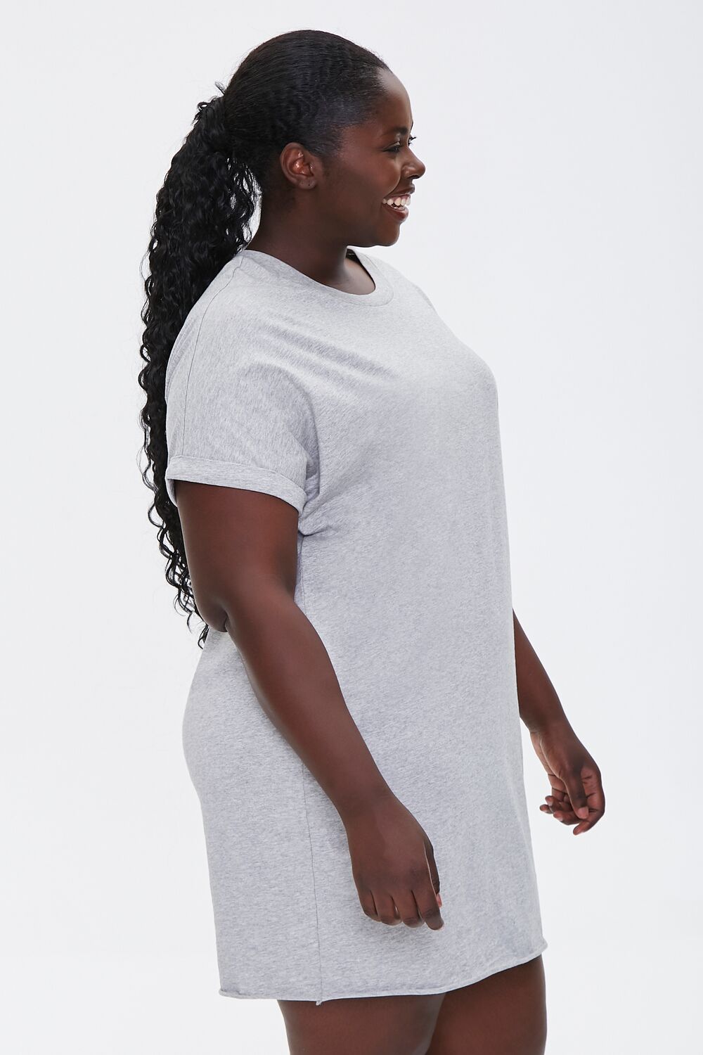 Plus Size Cuffed T-Shirt Dress-Feelings Star