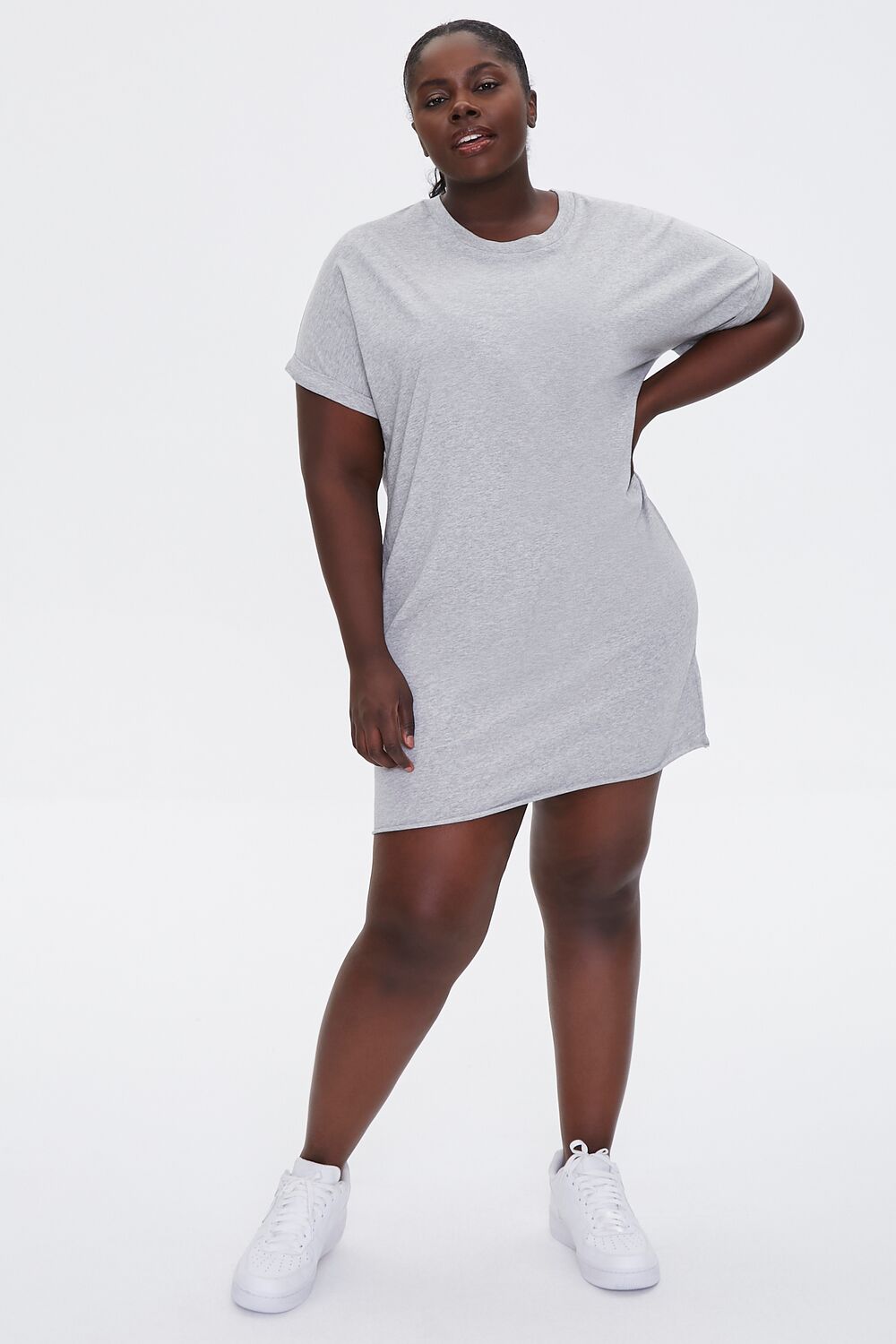 Plus Size Cuffed T-Shirt Dress-Feelings Star