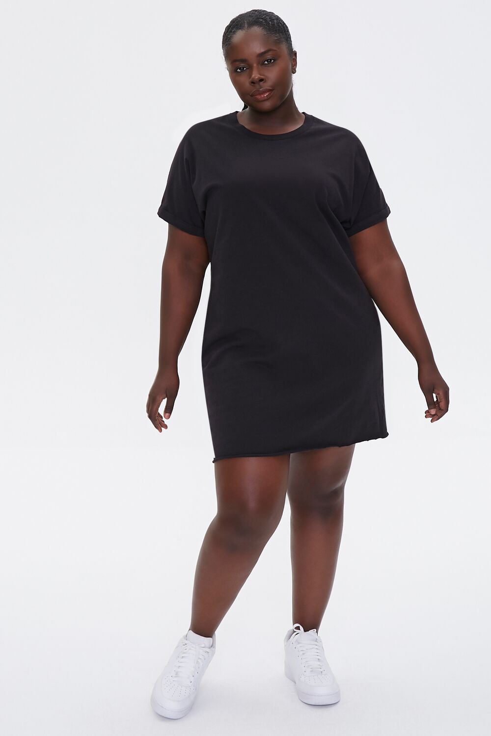 Plus Size Cuffed T-Shirt Dress-Feelings Star