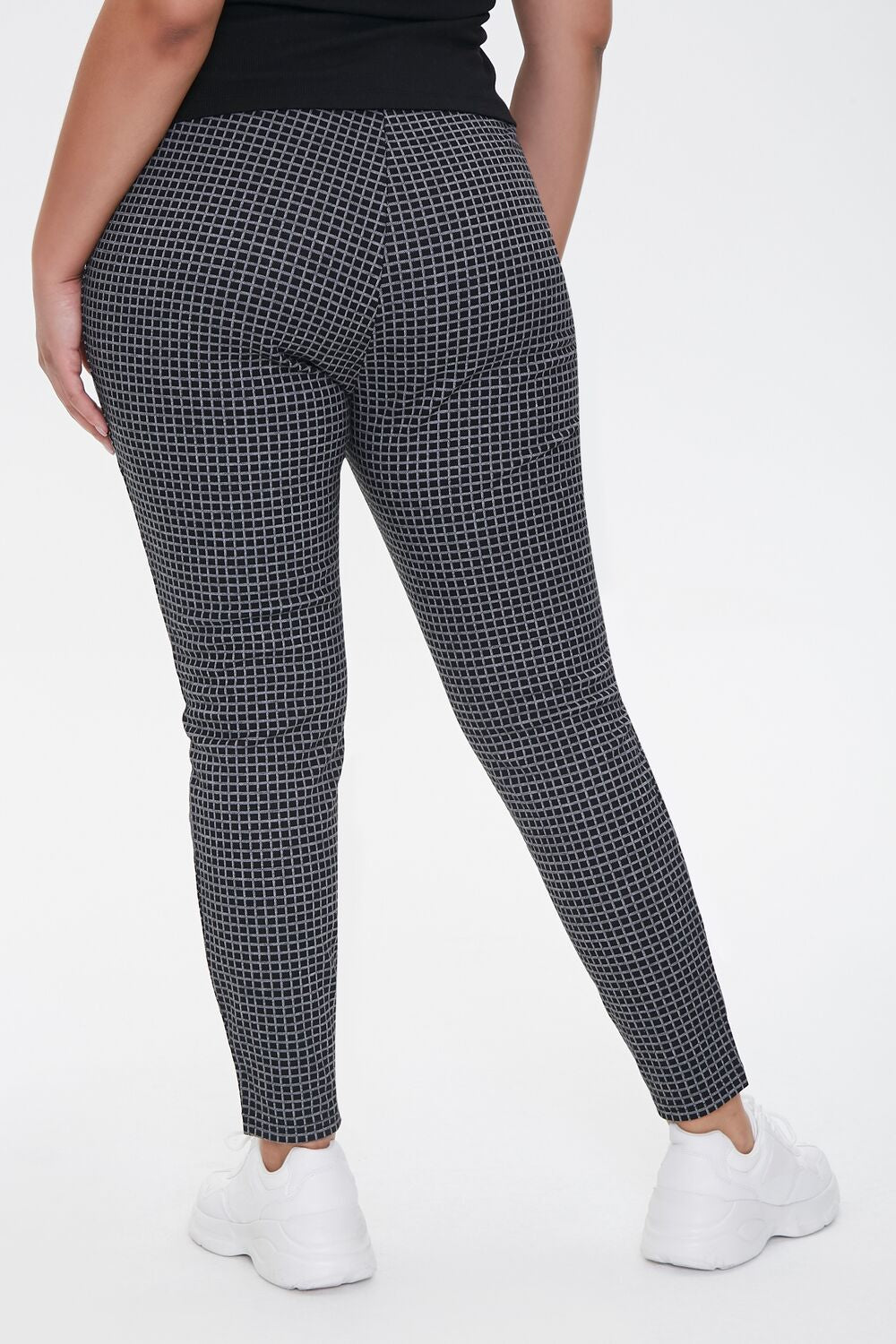 Plus Size Checkered Print Leggings-Feelings Star
