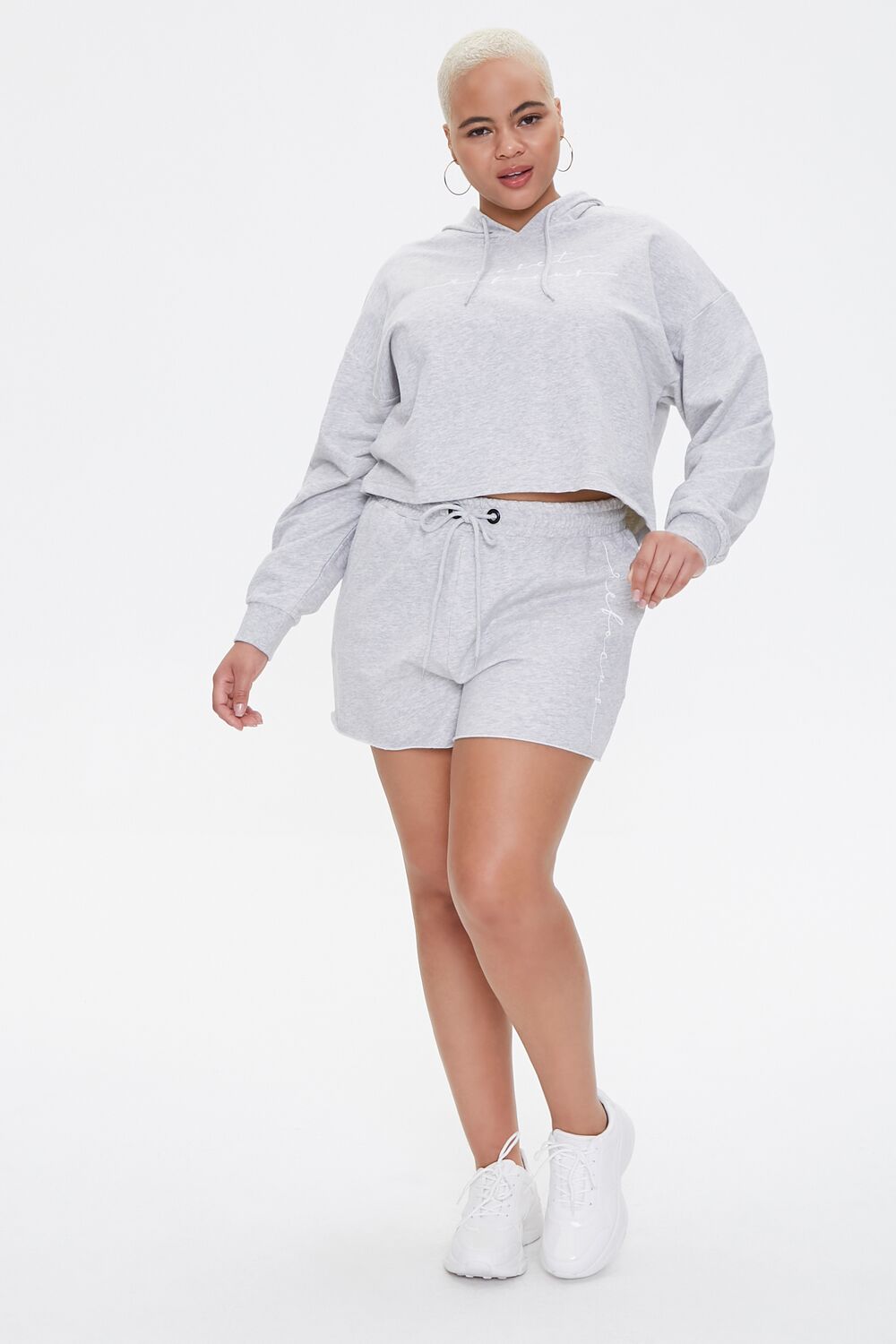 Plus Size Active Graphic Shorts-Feelings Star