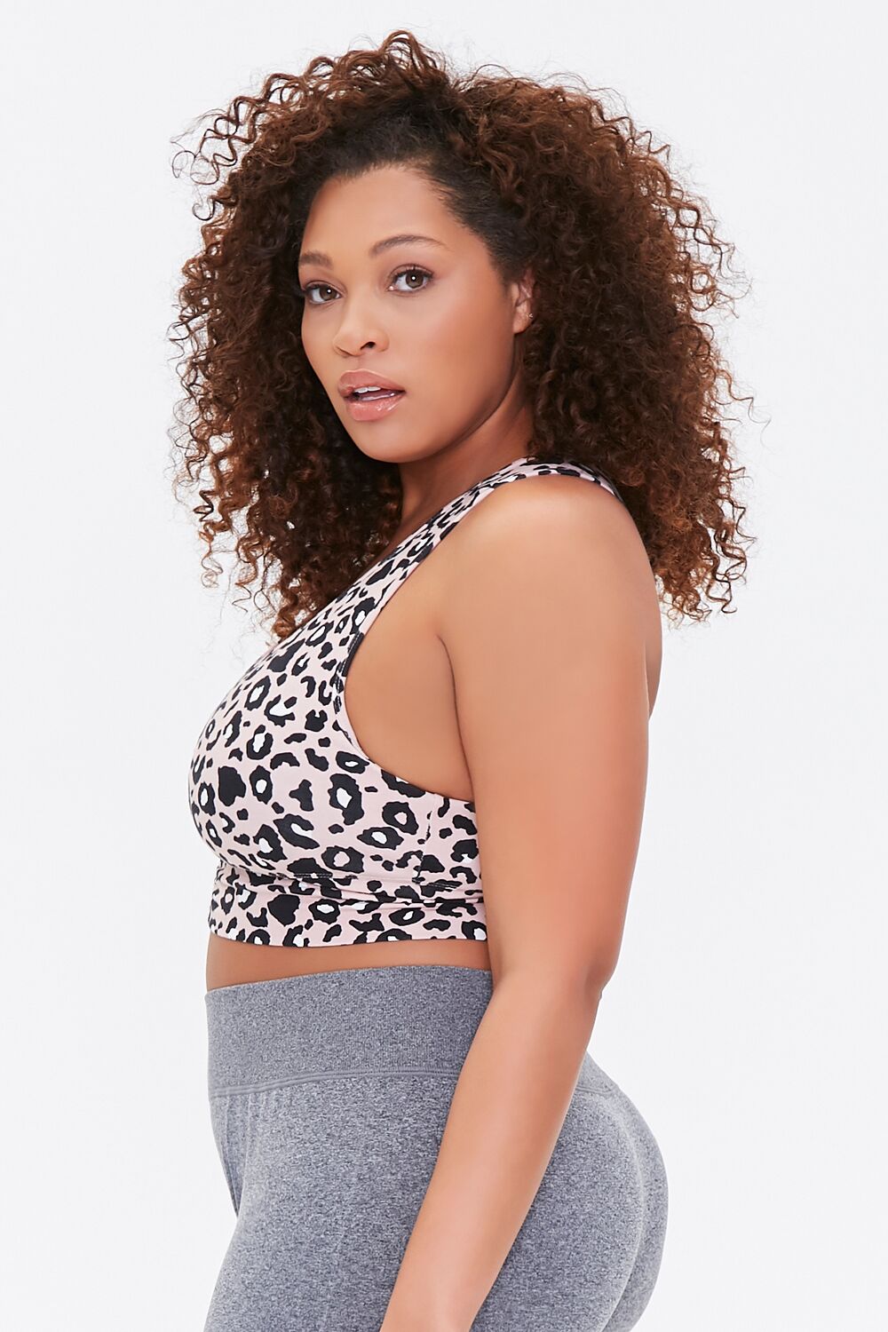 Plus Size Leopard Print Sports Bra-Feelings Star