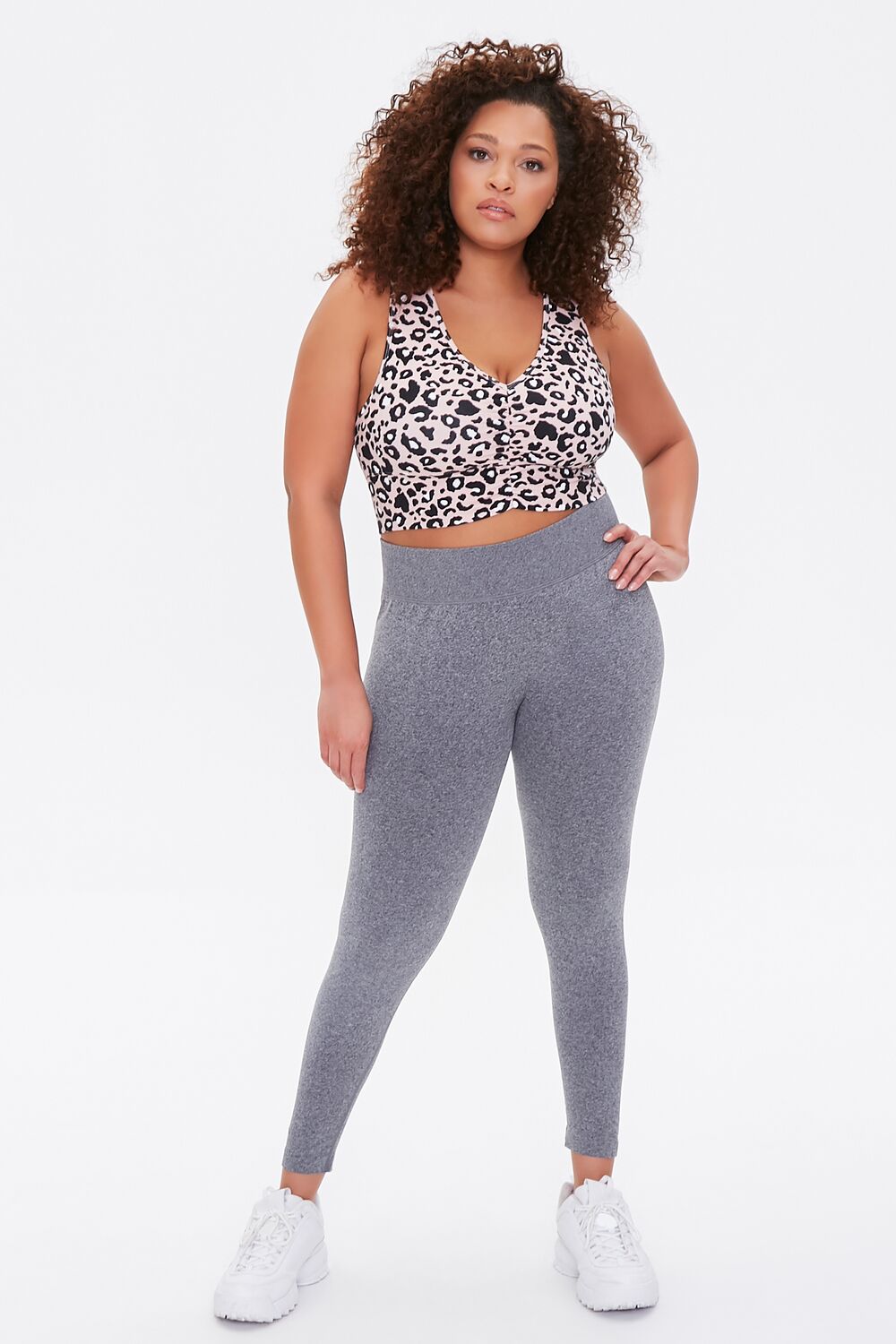 Plus Size Leopard Print Sports Bra-Feelings Star