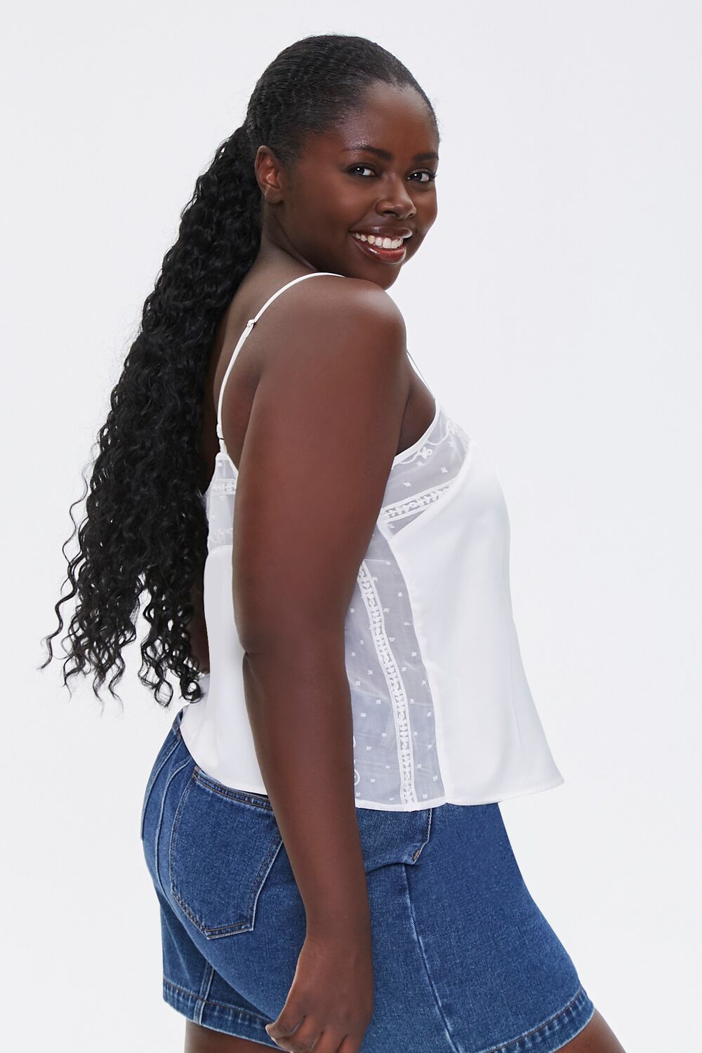 Plus Size Embroidered-Trim Cami-Feelings Star