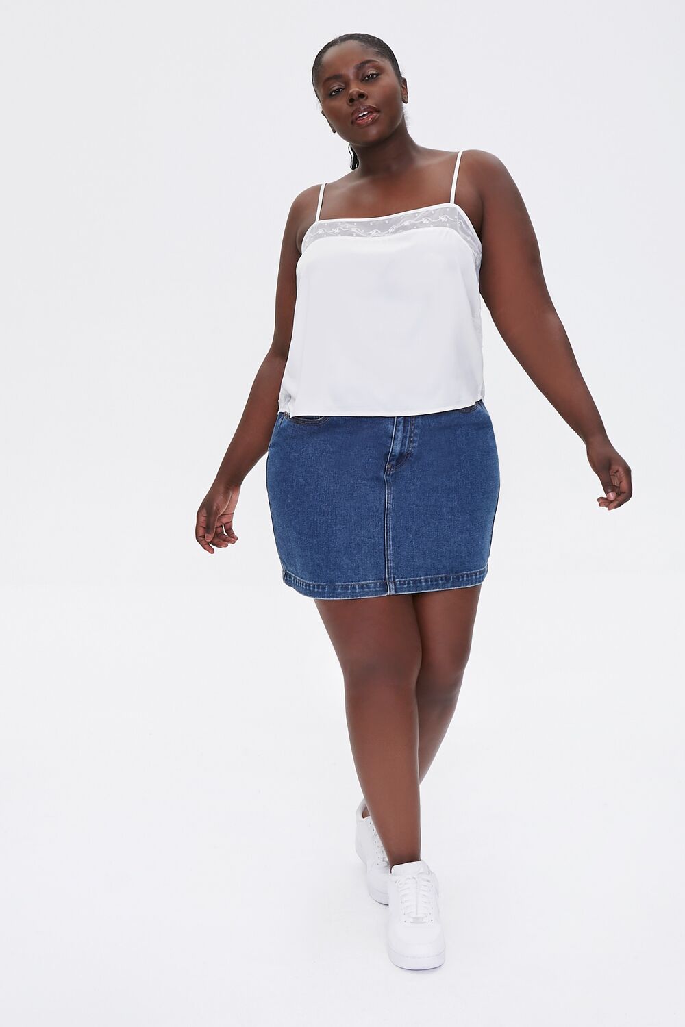 Plus Size Embroidered-Trim Cami-Feelings Star