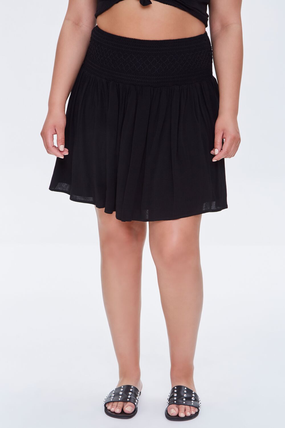 Plus Size Smocked Mini Skirt-Feelings Star