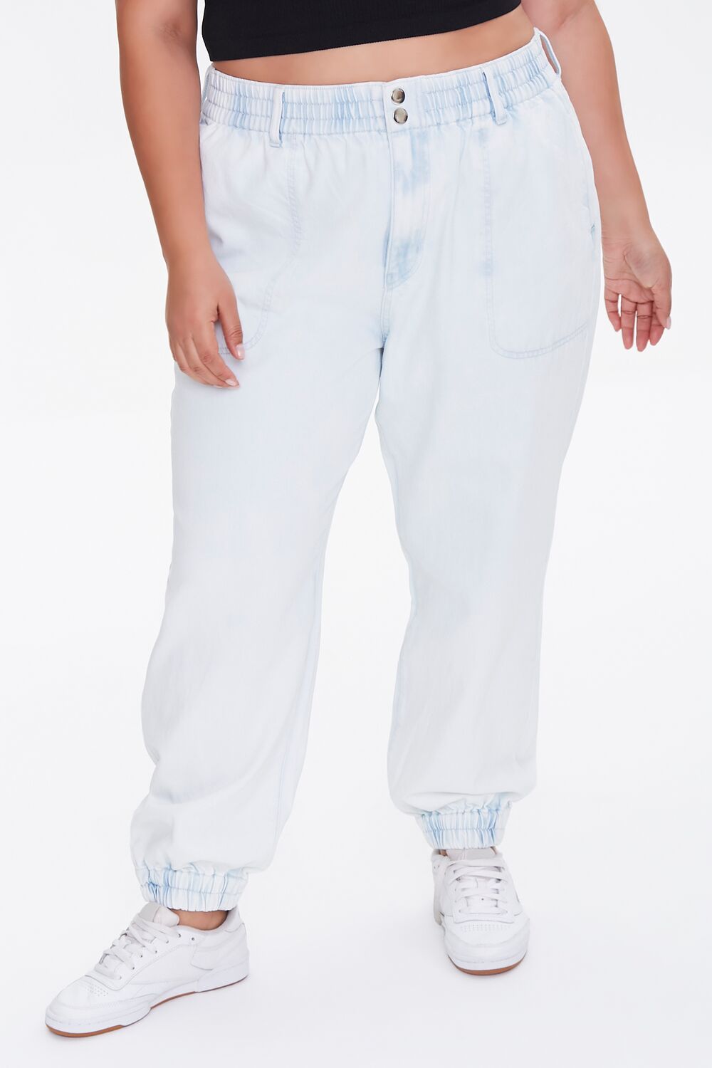 Plus Size Denim Joggers-Feelings Star
